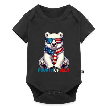 Independence Day, USA, America, Polar Bear, American - Baby Premium short-sleeve bodysuit - black - Front