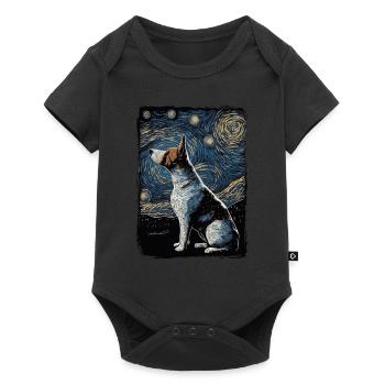 Bullterrier Starry Night - Baby Premium Kurzarmbody - Schwarz - Vorne