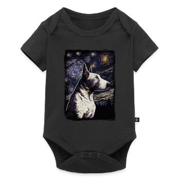 Bullterrier Starry Night - Baby Premium Kurzarmbody - Schwarz - Vorne