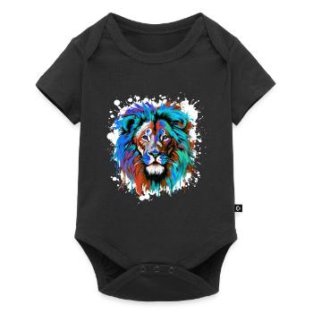 Lion Head Portrait Colorful - Baby Premium short-sleeve bodysuit - black - Front