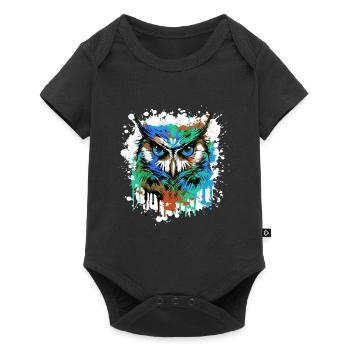 Owl Head Portrait Colorful - Baby Premium short-sleeve bodysuit - black - Front