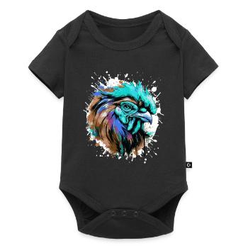 Rooster Head Portrait Colorful - Baby Premium short-sleeve bodysuit - black - Front