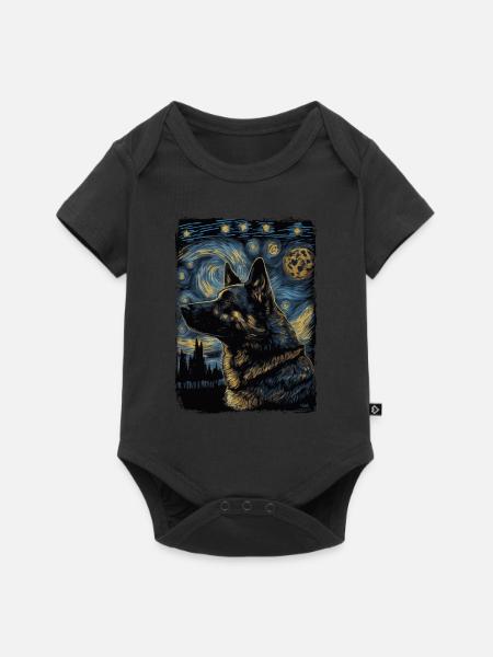 Schäferhund Starry Night - Baby Premium Kurzarmbody - Schwarz