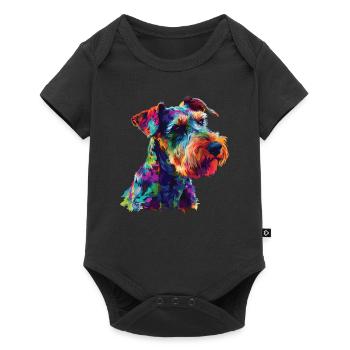 Aquarelle colorée Airedale Terrier - Body à manches courtes Premium Bébé - noir - Devant