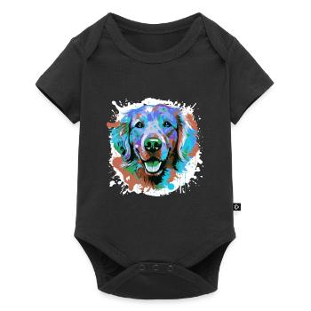 Golden Retriever Dog Head Portrait Colorful - Baby Premium short-sleeve bodysuit - black - Front