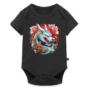 Floral Chinese Zodiac Year of Dragon 2024 - Baby Premium Kurzarmbody - Schwarz - Vorne