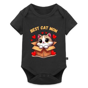 Chat, Chats, Chat Maman, Chaton, Coeur, Maman, Mignon - Body à manches courtes Premium Bébé - noir - Devant