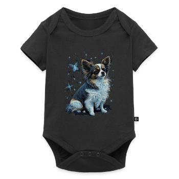 Papillon Chien Nuit Étoilée - Body à manches courtes Premium Bébé - noir - Devant