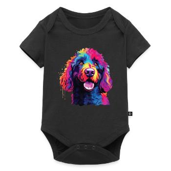 Aquarelle colorée chien d’eau espagnol - Body à manches courtes Premium Bébé - noir - Devant