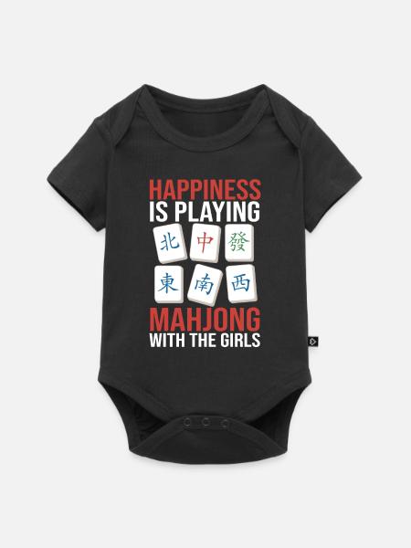 Geschenk für Mahjong Fans - Baby Premium Kurzarmbody - Schwarz