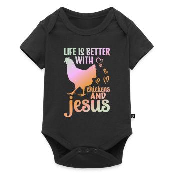 Jesus And Chickens Farmer Lover Farmer - Baby Premium short-sleeve bodysuit - black - Front