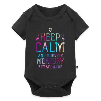 Keep Calm And Survive Rückläufiger Merkur - Baby Premium Kurzarmbody - Schwarz - Vorne