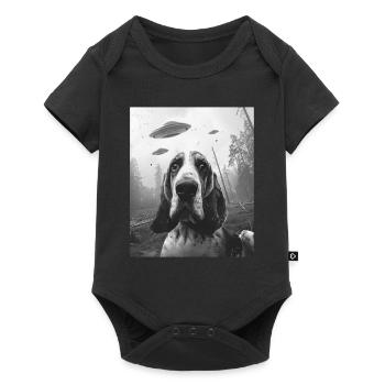 Dog - Alien Selfie Basset Hound UFO - Baby Premium short-sleeve bodysuit - black - Front