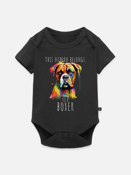 This Human Belongs To A Boxer Hunde Hundehalter - Baby Premium Kurzarmbody - Schwarz