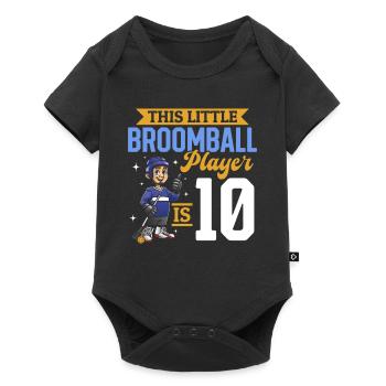 Broomball Player Kids 10th Birthday Broomball - Baby Premium Kurzarmbody - Schwarz - Vorne
