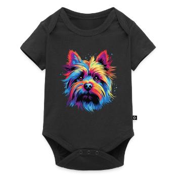 Terrier soyeux australien coloré aquarelle - Body à manches courtes Premium Bébé - noir - Devant