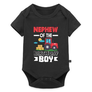 Nephew of Birthday Boy Tractor - Baby Premium short-sleeve bodysuit - black - Front