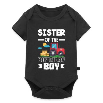 Sister of Birthday Girl Tractor - Baby Premium short-sleeve bodysuit - black - Front
