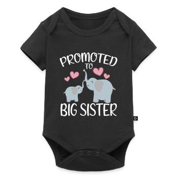Promoted To Big Sister For Girls And Cute Elephant - Baby Premium short-sleeve bodysuit - black - Front