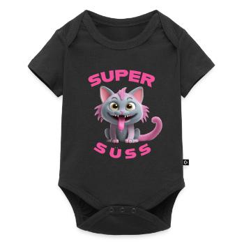 Super cute cat monster with long tongue - Baby Premium short-sleeve bodysuit - black - Front