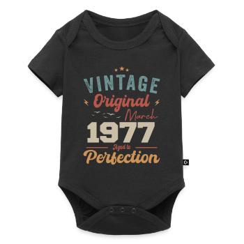 Mars 1977 Vintage Born Vintage Anniversaire - Body à manches courtes Premium Bébé - noir - Devant