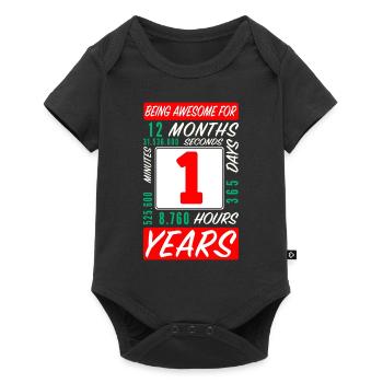 Enfants 1 Ans Anniversaire Mois Heures - Body à manches courtes Premium Bébé - noir - Devant