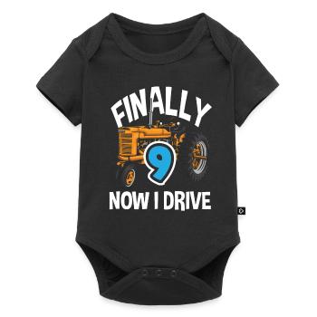 9e anniversaire tracteur 9 ans chemise d’anniversaire - Body à manches courtes Premium Bébé - noir - Devant