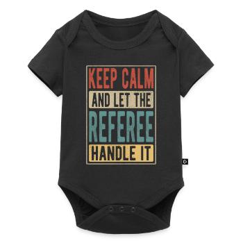 Referee Retro Geschenk - Baby Premium Kurzarmbody - Schwarz - Vorne