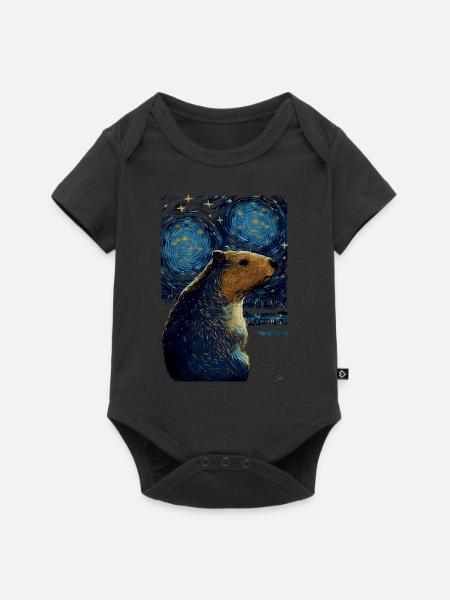 Wasserschwein Starry Night - Baby Premium Kurzarmbody - Schwarz