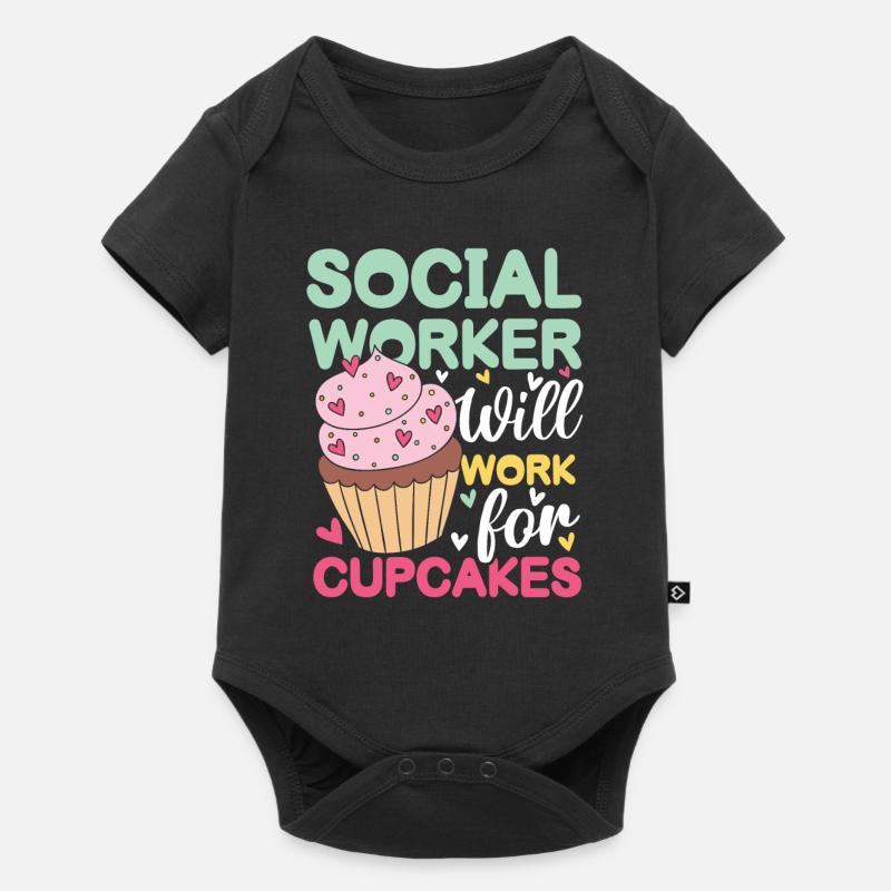 Social Worker Will Work For Cupcakes - Baby Premium Kurzarmbody - Schwarz