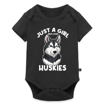 Juste une fille qui aime les huskies - Body à manches courtes Premium Bébé - noir - Devant