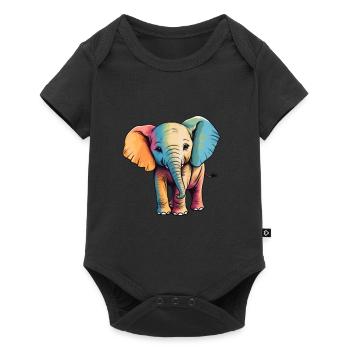 Éléphant Coloré Mignon Éléphant Bébé Mandala Hindi - Body à manches courtes Premium Bébé - noir - Devant