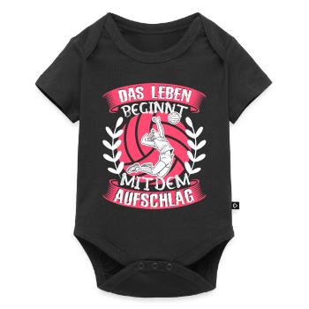 Volleyball Das Leben beginnt mit dem Aufschlag - Baby Premium Kurzarmbody - Schwarz - Vorne