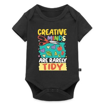 Creative Minds Are Rarely Tidy für einen - Baby Premium Kurzarmbody - Schwarz - Vorne