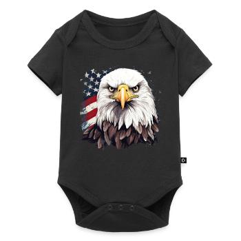 Patriotic Animal Bald Eagle US American Flag - Baby Premium Kurzarmbody - Schwarz - Vorne