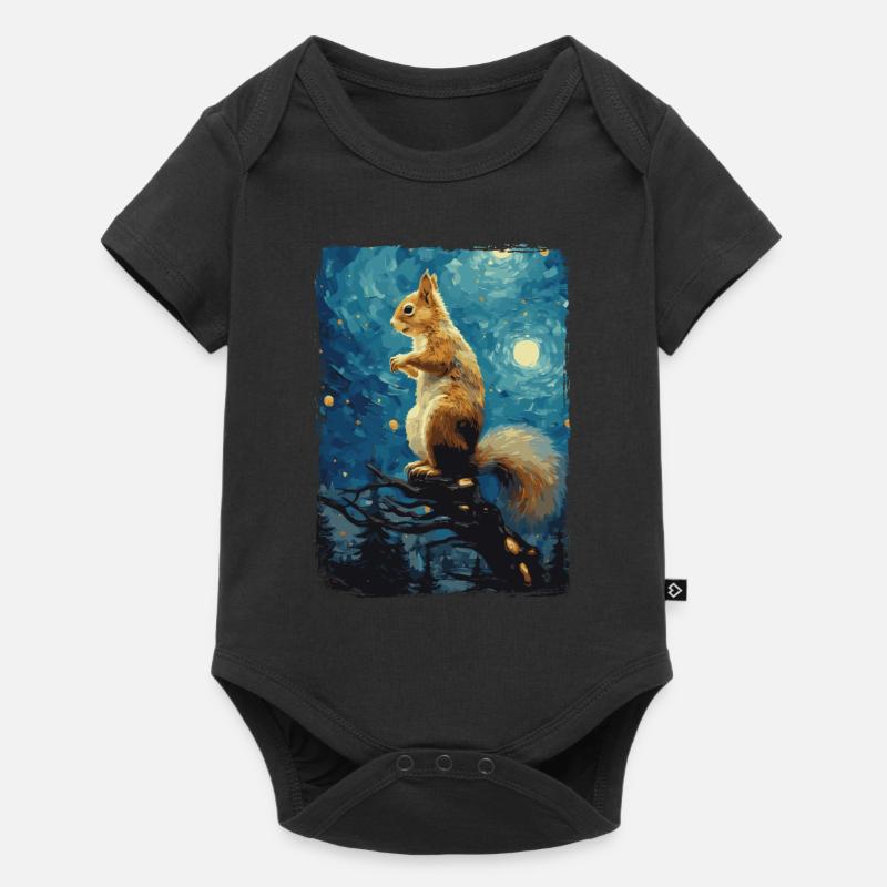 Eichhörnchen Starry Night - Baby Premium Kurzarmbody - Schwarz