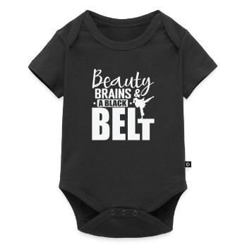 Beauty, Brains and a Black Belt in Karate - Baby Premium short-sleeve bodysuit - black - Front