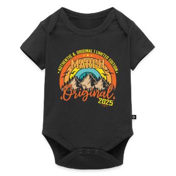 März 2025 März Geburtstag 2025 März Original - Baby Premium Kurzarmbody - Schwarz - Vorne