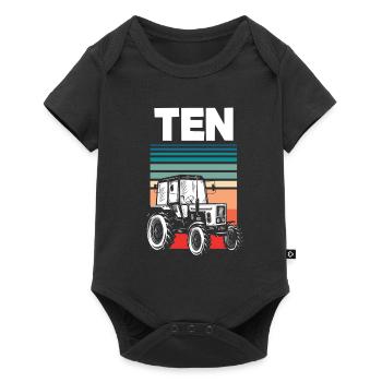 10e anniversaire tracteur 10 ans anniversaire chemise - Body à manches courtes Premium Bébé - noir - Devant