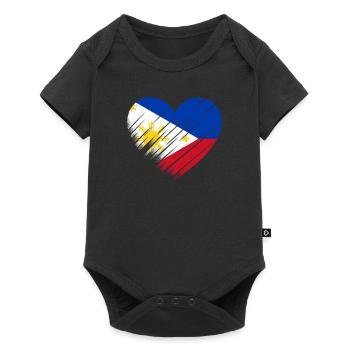 Coeur de drapeau des Philippines - Body à manches courtes Premium Bébé - noir - Devant