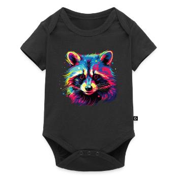 Watercolor Colorful Raccoon Colorful Animals - Baby Premium short-sleeve bodysuit - black - Front