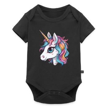 Licorne Mignon Enfants Fille - Body à manches courtes Premium Bébé - noir - Devant