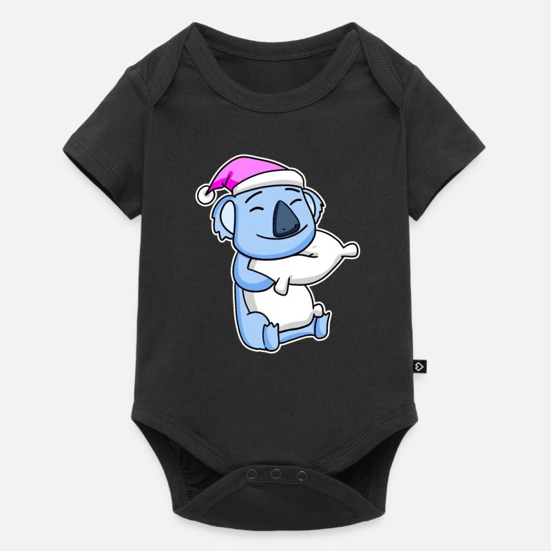 Koala Bär Müde Ausschlafen Schlafen Mädchen - Baby Premium Kurzarmbody - Schwarz