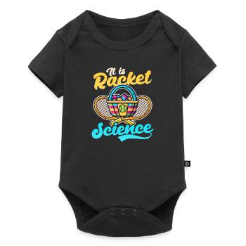 Tennis Osterschläger Wissenschaft - Baby Premium Kurzarmbody - Schwarz - Vorne