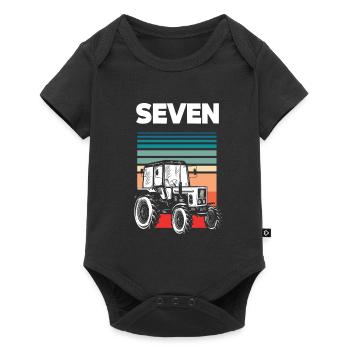 7th Birthday Tractor 7 Year Birthday Shirt - Baby Premium short-sleeve bodysuit - black - Front
