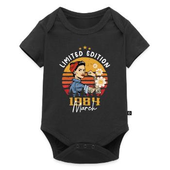 Femmes nées en Mars 1984 Anniversaire 1984 - Body à manches courtes Premium Bébé - noir - Devant