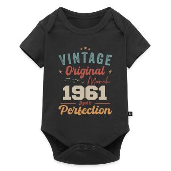 März 1961 Jahrgang geboren Vintage Geburtstag - Baby Premium Kurzarmbody - Schwarz - Vorne