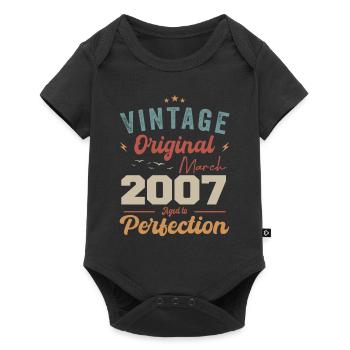 Mars 2007 Vintage Born Vintage Anniversaire - Body à manches courtes Premium Bébé - noir - Devant