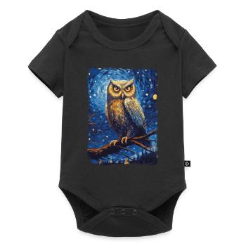 Hibou Nuit étoilée - Body à manches courtes Premium Bébé - noir - Devant