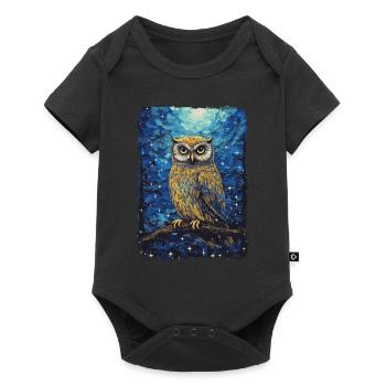 Hibou Nuit étoilée - Body à manches courtes Premium Bébé - noir - Devant